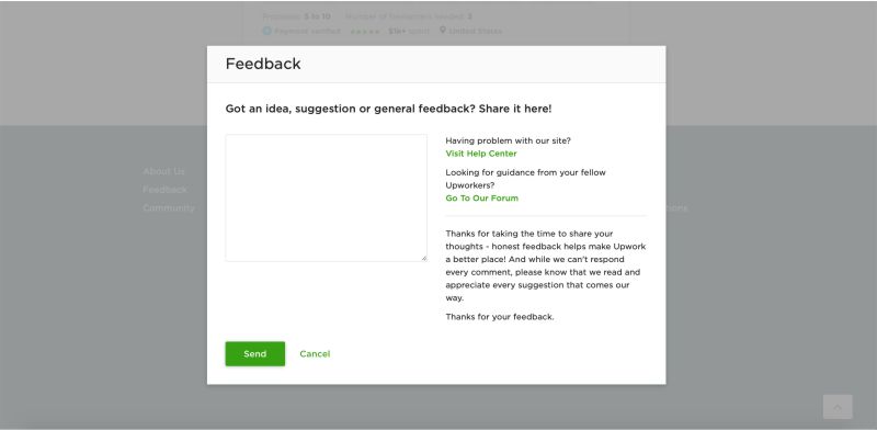 Upwork feedback button