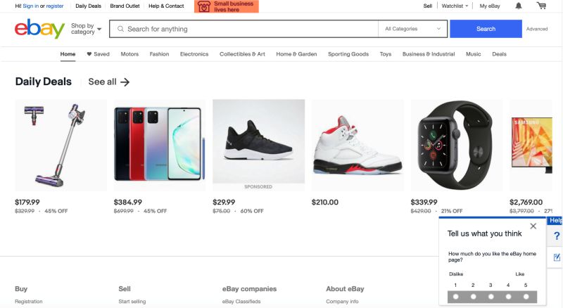 eBay feedback form example